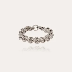 Bracelet Maille rond entrecroisé grand modèle argenté