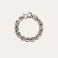 Bracelet Maille rond entrecroisé grand modèle argenté