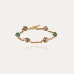 Bracelet Perla serti doré - Aventurine & Agate grise