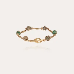 Bracelet Perla serti doré - Aventurine & Agate grise