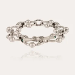 Bracelet rivage argenté - Malachite