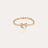 Bracelet Riviera Fleur grand modèle doré - Zircone