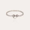 Bracelet Riviera Fleur grand modèle argenté - Zircone