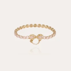 Bracelet Riviera Fleur grand modèle doré - Zircone