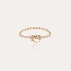 Bracelet Riviera Fleur petit modèle doré - Zircone