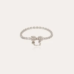 Bracelet Riviera Fleur petit modèle finition rhodium - Zircone