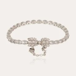 Bracelet Riviera Fleur petit modèle finition rhodium - Zircone