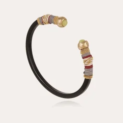 Bracelet Sari Bis acétate doré - Noir