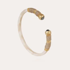 Bracelet Sari Bis acétate doré - Ivoire