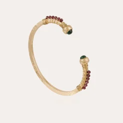 Bracelet Sari Bis doré - Malachite