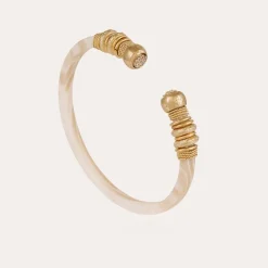 Bracelet Sari Bis strass acétate doré - Ivoire