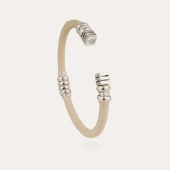 Bracelet Sari emballé grand modèle argenté