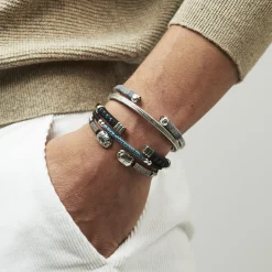 Bracelet Sari grand modèle argenté