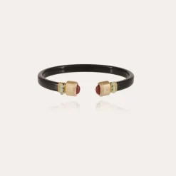 Bracelet Sarina Bis acétate doré - Noir - Cornaline