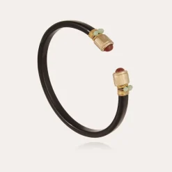 Bracelet Sarina Bis acétate doré - Noir - Cornaline