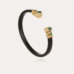 Bracelet Sarina Bis acétate dorées - Noir - Malachite