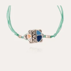 Bracelet Tortue émail Vilebrequin grand modèle argenté