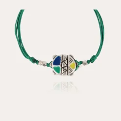 Bracelet Tortue émail Vilebrequin grand modèle argenté