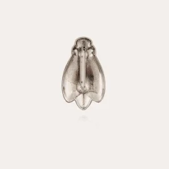 Broche Cigale email argentée