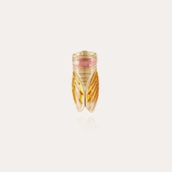Broche Cigale émail dorée