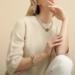 Collier Adrian acétate argenté - Écaille