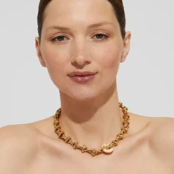 Collier Adrian acétate doré - Ivoire