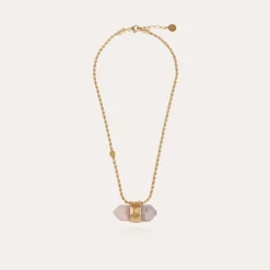 Collier Aventurine grand modèle doré - Améthyste