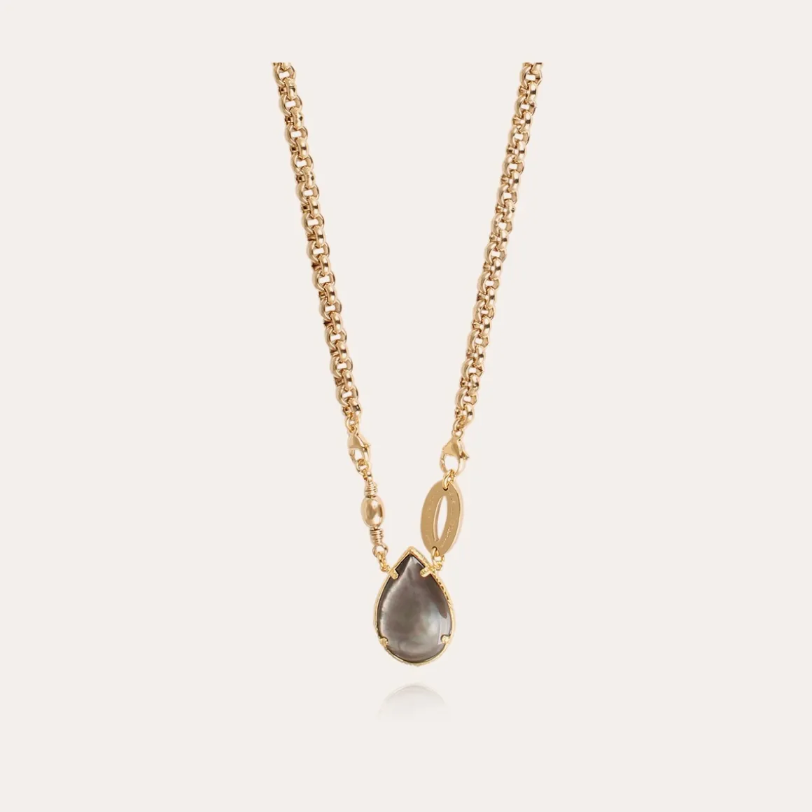 Collier Billy doré - Nacre grise