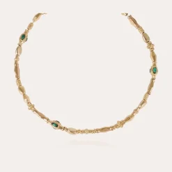 Collier Kali cabochons doré - Malachite