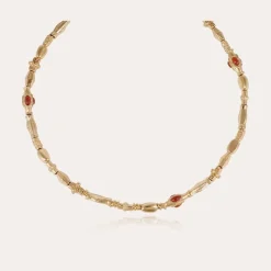 Collier Kali cabochons doré - Cornaline