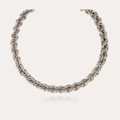 Collier Maille rond entrecroisé argenté
