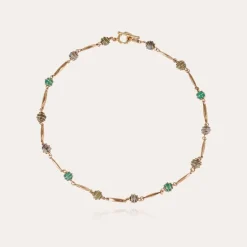 Collier Perla Serti doré - Aventurine & Agate grise