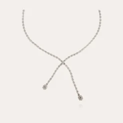 Collier Riviera asymétrique finition rhodium - Zircone