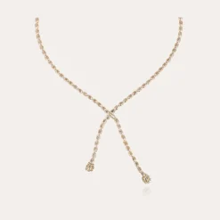 Collier Riviera asymétrique doré - Zircone