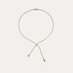 Collier Riviera asymétrique finition rhodium - Zircone
