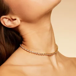Collier Riviera Simple grand modèle doré - Zircone