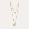 Collier Scapulaire Serti doré - Nacre blanche