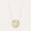 Collier Sun Diva grand modèle doré - Nacre blanche