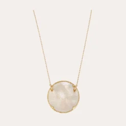 Collier Sun Diva grand modèle doré - Nacre blanche