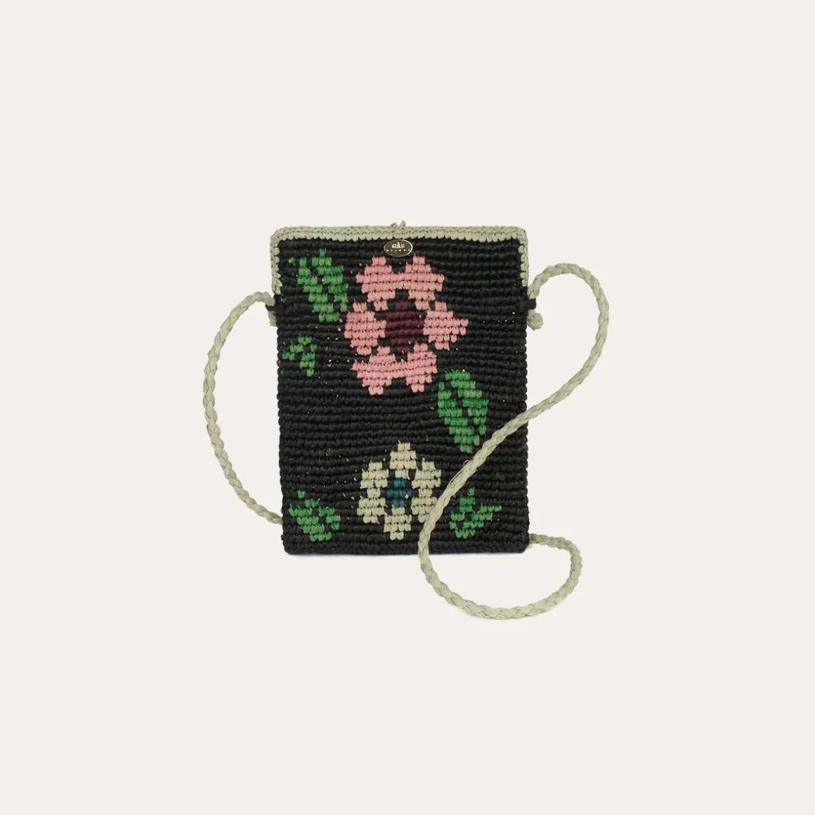 Sac pochette portable raphia